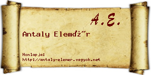 Antaly Elemér névjegykártya